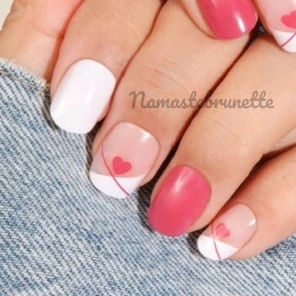 2/$16 Pink Hearts French Manicure Press On Nails - Picture 5 of 16